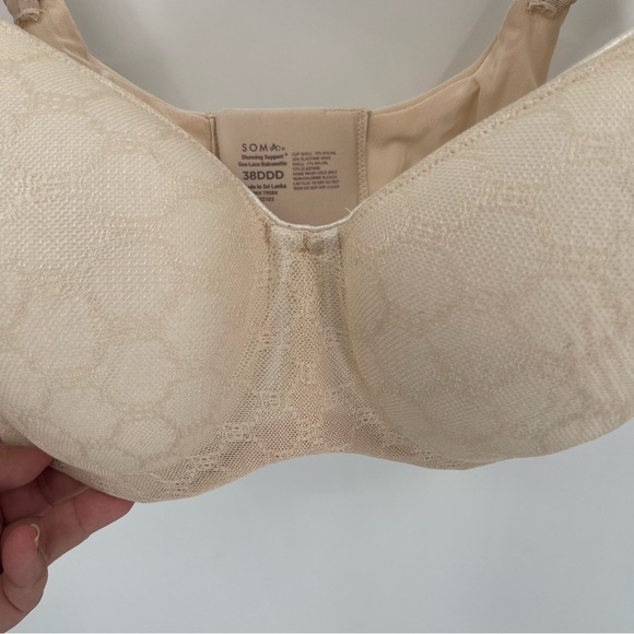 Soma Women Stunning Support Geo Lace Balconette Bra size 38DDD Beige Underwire - Picture 4 of 9